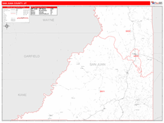 San Juan County, UT Digital Map Red Line Style